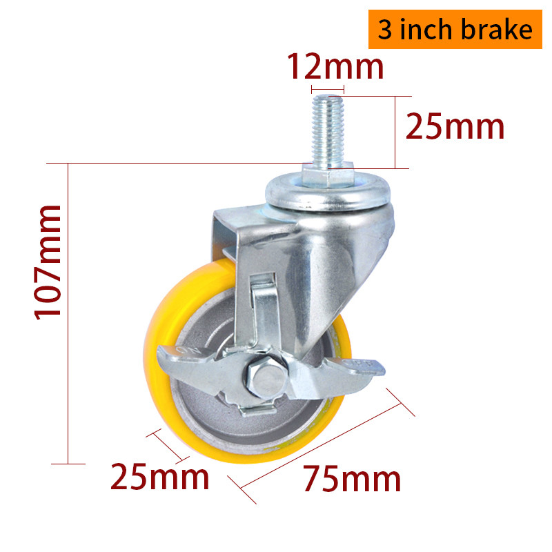 Aluminum Core 75mm Swivel Castors Light Duty 3 Inch Casters With Brake