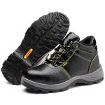 Lightweight Construction Safety Shoes Black Real Leather Boots Unisex