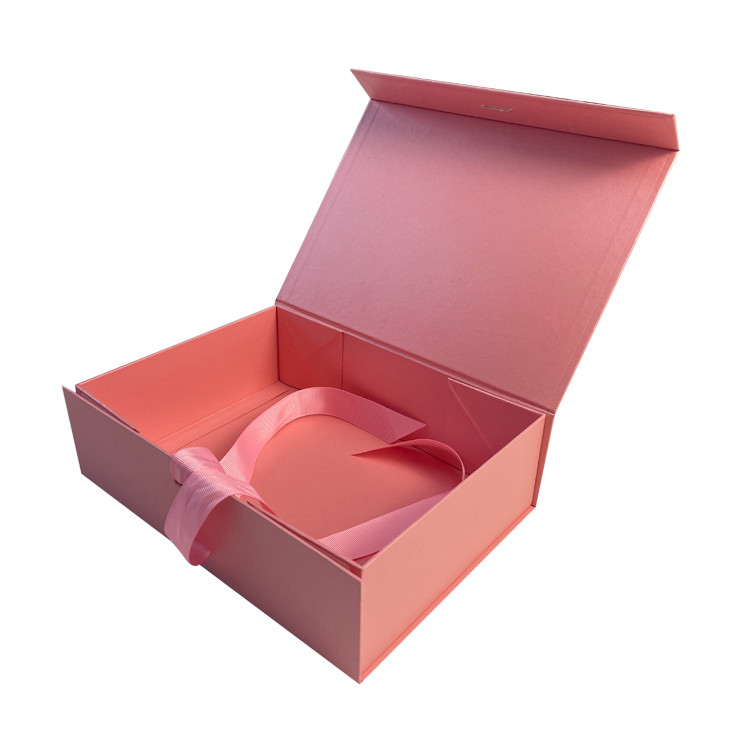 Custom Handmade Magnetic Close Book Shape Rigid Cardboard Ribbon Gift Paper Boxes Flat Folding Packaging