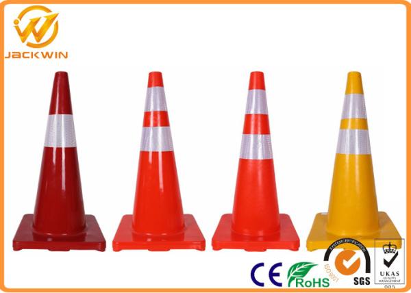 Orange / Yellow 28 Safety Cones , Flexible PVC Traffic Reflective Coloured
