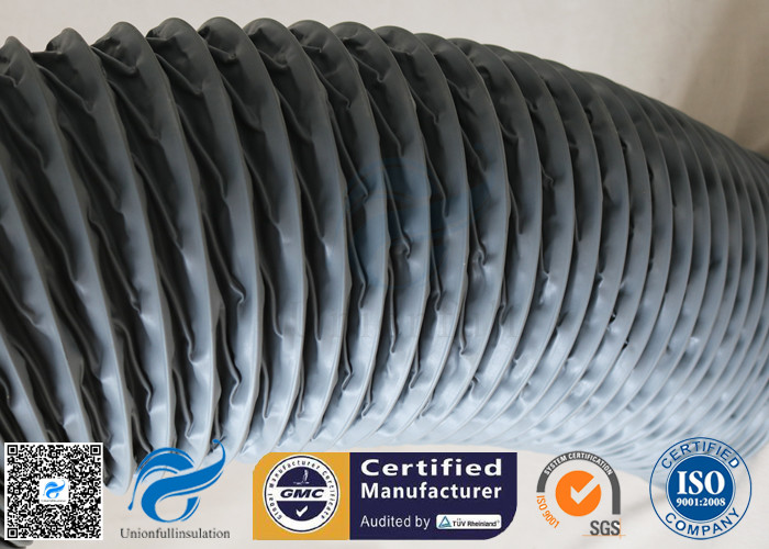 PVC Coated Fiberglass Fabric 150MM HVAC Flexible Air Ducts 10M Grey 260℃