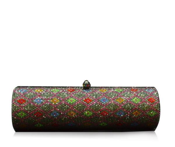 Quilted long crusty diamond evening bag hand handbag chain in Europe and America
