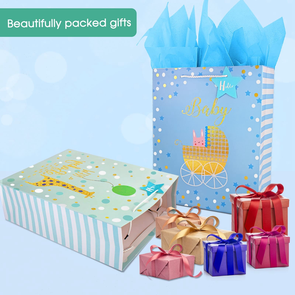 Extra Large High End Reusable Cute Cartoon Baby Gift Tote Packaging Shopping Paper Bag