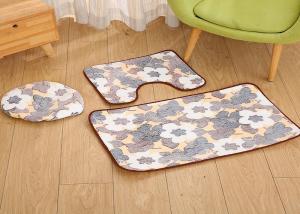Quality polyester 3x bathroom non slip mat bath set pedestal toilet lid cover absorbent soft rugs wholesale