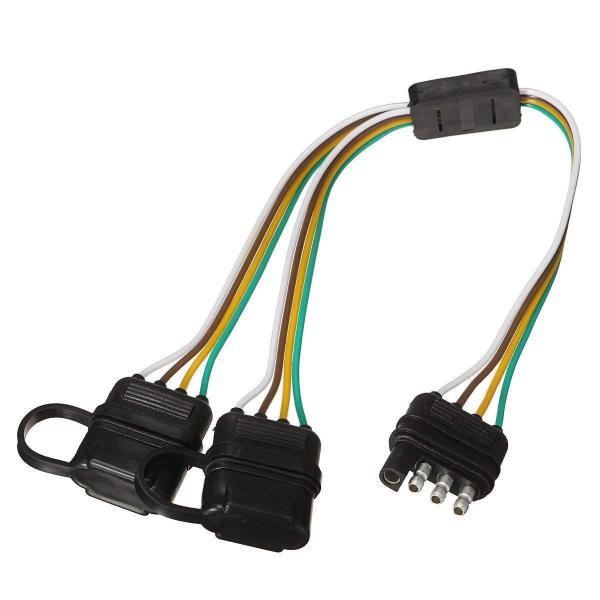 Customized Length 4 Pin Flat Y-Splitter Trailer Cable Male to Female Wire