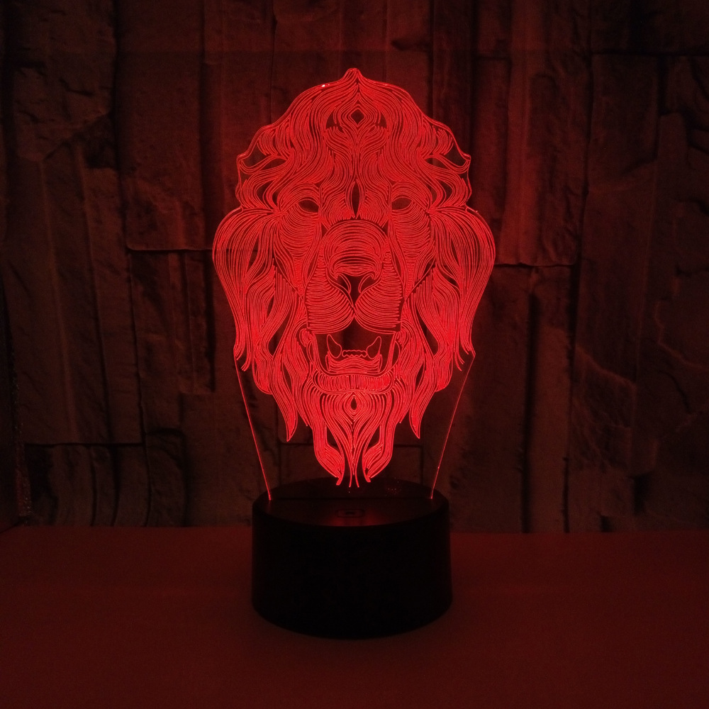 Custom picture memento Lion child animal 3D night Lights Colorful Vision LED Gift Decoration Atmosphere Table Lamp