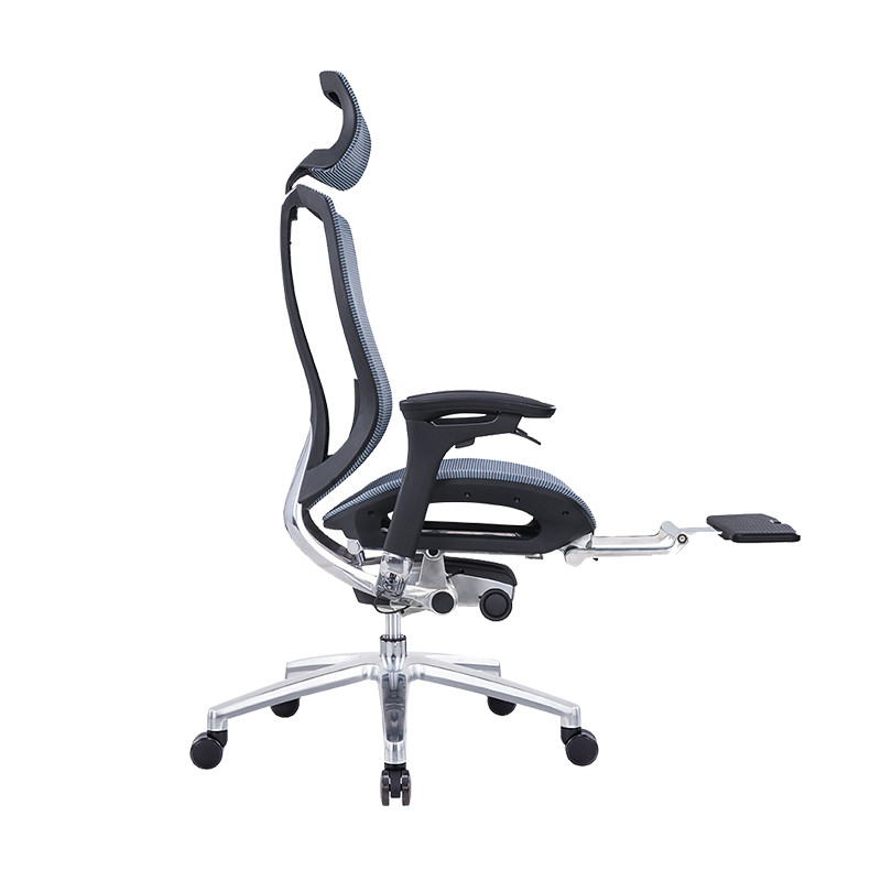 Gray Blue Lifting Armrest Mesh Office Chair For Comfortable And Productive Work