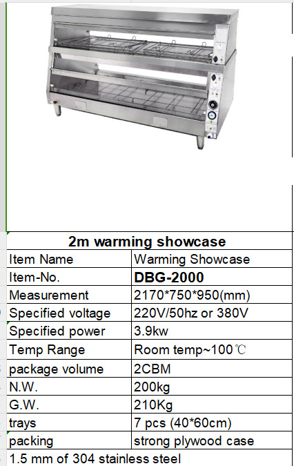 Horizontal Type Two Layer 220V KFC style Warming Showcase