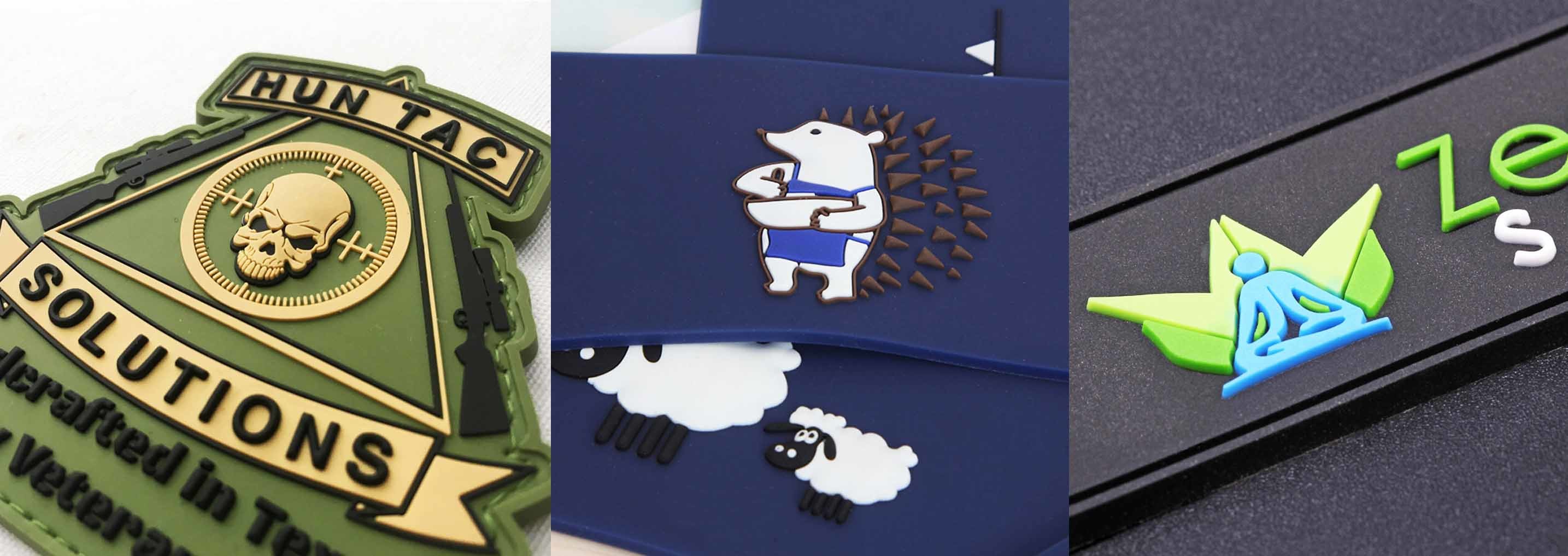 Rifle Guns Shape PVC Badge Patch 3.5'' Width Silicone Rubber Material For Military