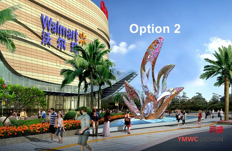 Customized Modern Style Metallic Luster Supports Outdoor Landscape Sculpture for Mall