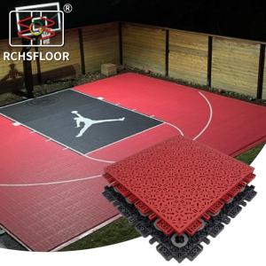 Quality Black Grey Blue Red Interlocking Sports Flooring 32% Shock Absorption Polypropylene Basketball Court wholesale