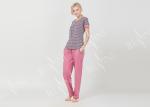 Homestyle Round Neck Women'S Pajama Short Sets , Ladies Striped Pyjamas sets