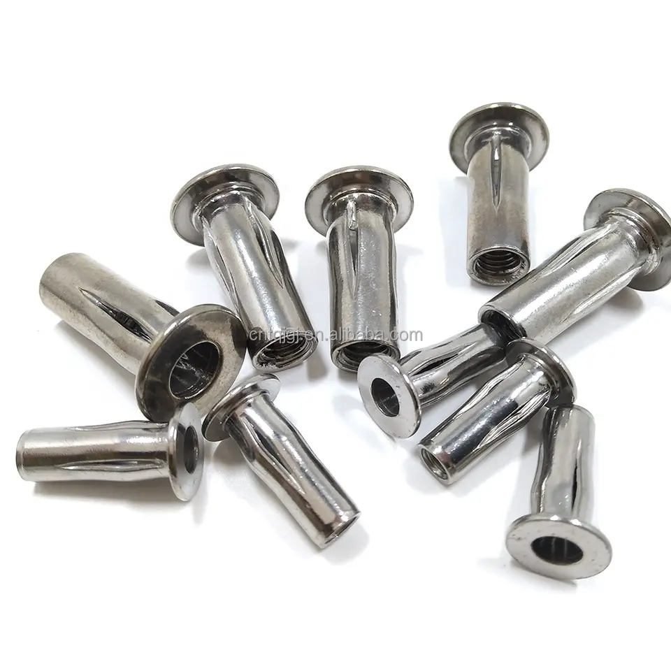 Customizable DIN Standard Stainless Steel/Carbon Steel Automotive Parts Slotted Expansion Rivet Nut for Galvanized Finish