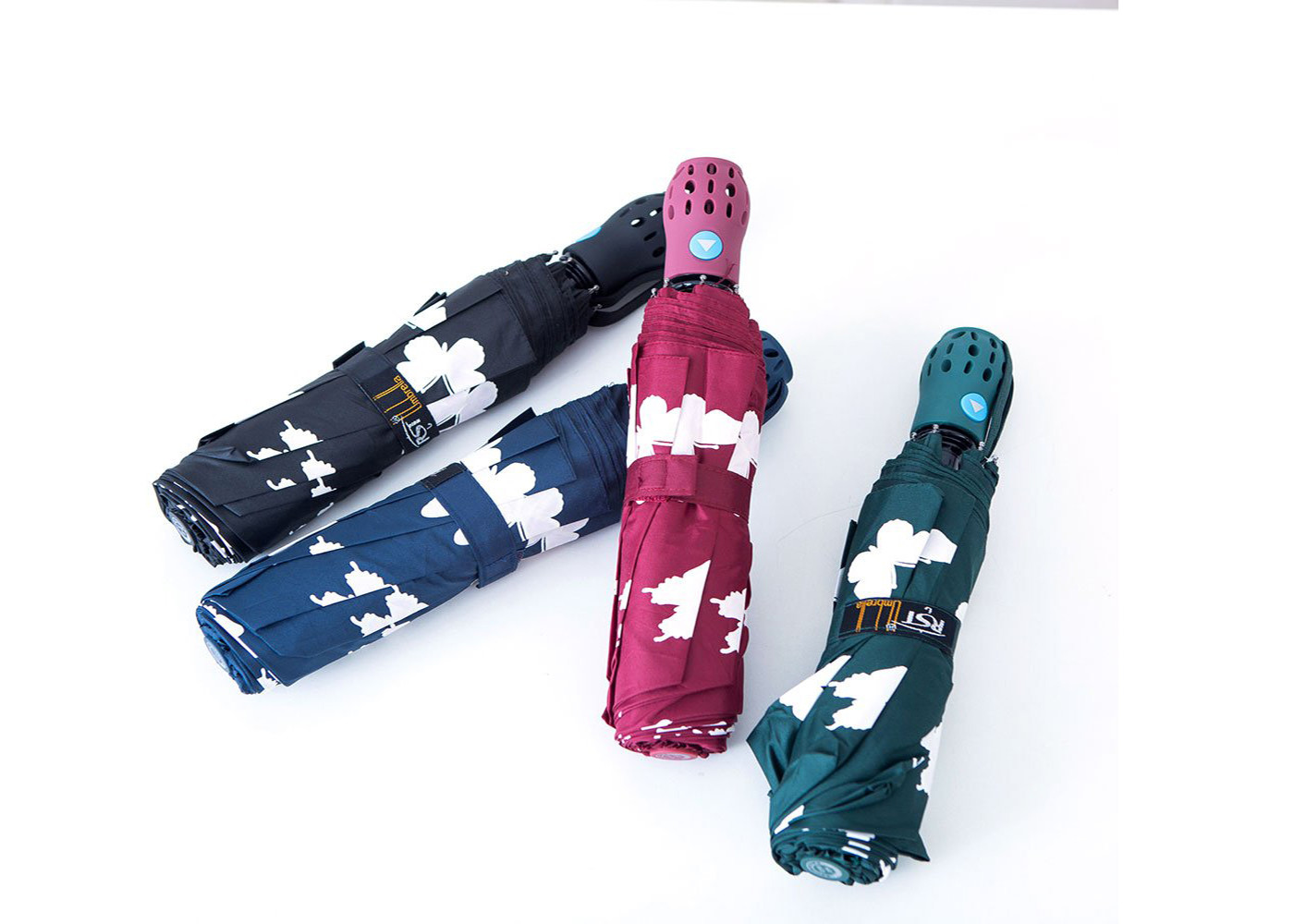 Automatic Lightweight Travel Umbrella Printing Silk Screen Colorful 3 Fold