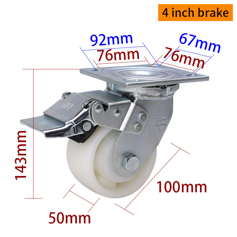 4 Inch Caster Wheels Heavy Duty 380kg Plate TPU Caster 734-26