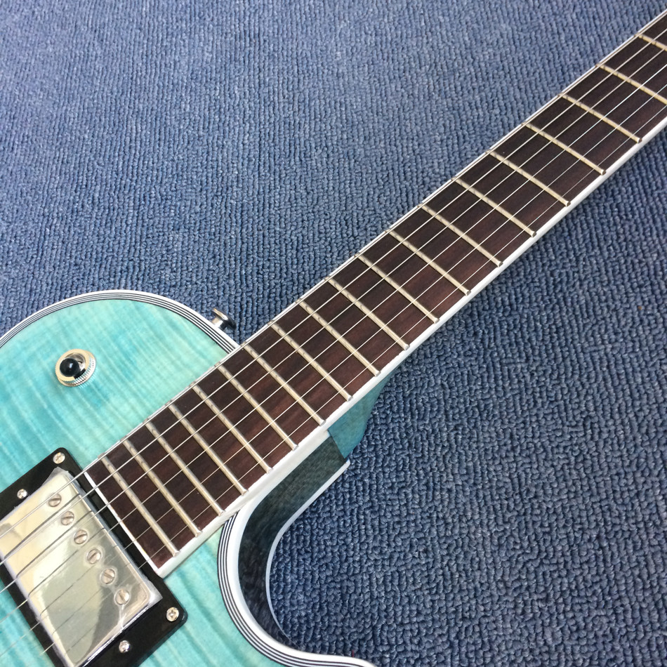 New style of custom guitar, double F holes,Flame Maple Top ,blue guitar