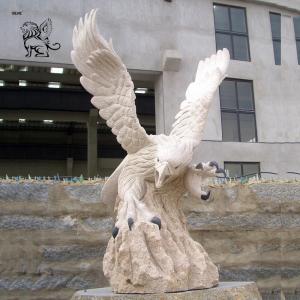 Quality BLVE White Marble Eagle Statues Stone Garden Animal Hawk Sculpture Large Home Decor Outdoor wholesale