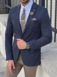 Blue Slim Fit Notch Lapel Blazer