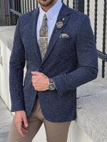 Quality Blue Slim Fit Notch Lapel Blazer wholesale