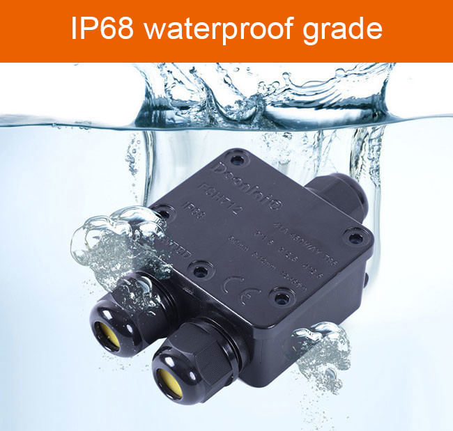Waterproof Pool Light Accessories , 5-9mm / 12-15mm Three Way Junction Box
