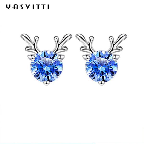 Christmas Jewelry Gift Fashion Small Deer Earrings Personality Blue White