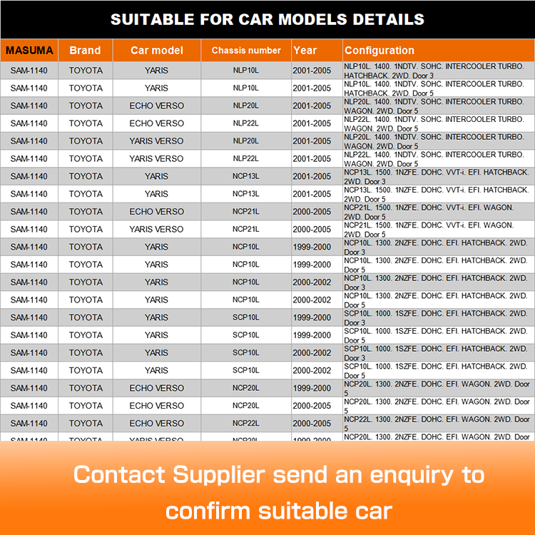 SAM-1140 MASUMA Automatic Generator Shock Absorber Mounting for YARIS P1 ACV31L 1AZFE