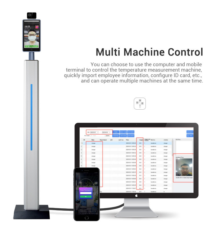 Outdoor Temperature Face Recognition Devices 8 Inch With New Doorbell Function