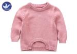 Scoop Welt Knit Girls Pullover Sweaters Crew Neck Long Sleeves Armhole Jumper