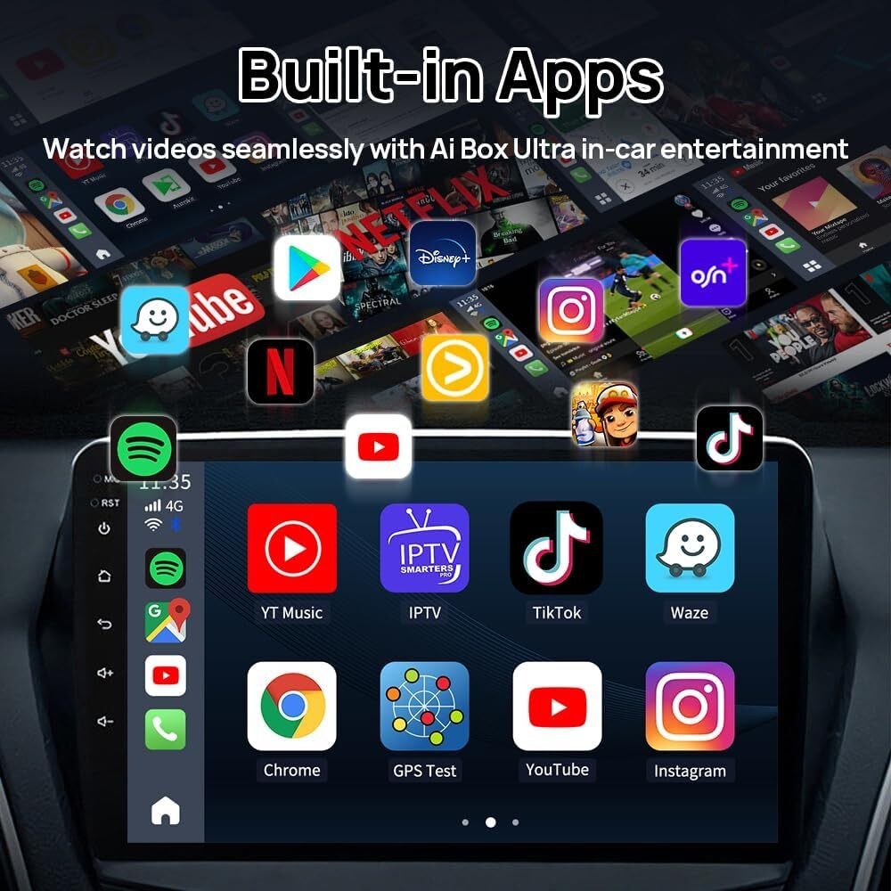 Andriod Box TBox-Ambient Dongle Android 13 SM6225 Wireless Adapter CarPlay Android Auto 64GB FOTA Upgrade SIM TF Ai Box For YouTube Netflix