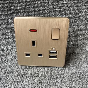 China UK Power Independent Dual USB Wall Switch Socket For Apartment / Home on sale