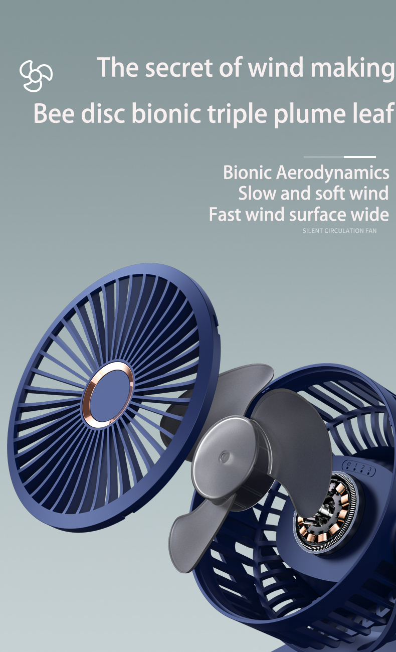7200mAh Extra Large Capacity Clip On Desktop Fan With Three Speeds Working Up To 8H