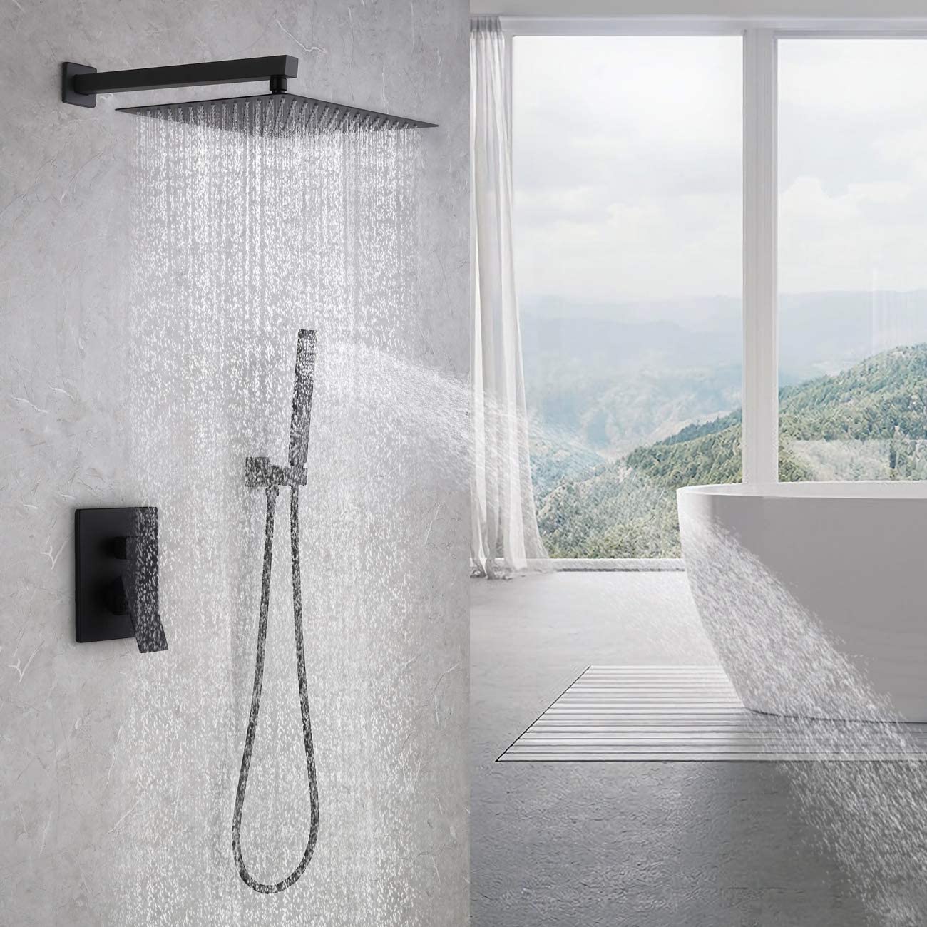 Bathroom shower mixer 360 degrees rotating thermostatic waterfall rainfall ceiling water saving shower mixer head