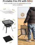 Outdoor Heating Trapezoid Metal Wood Burning Firepit Stove with BBQ and Picnic