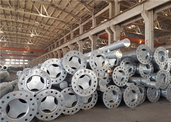 OEM Q345 10KV Bitumen Painted Galvanized Steel Pole