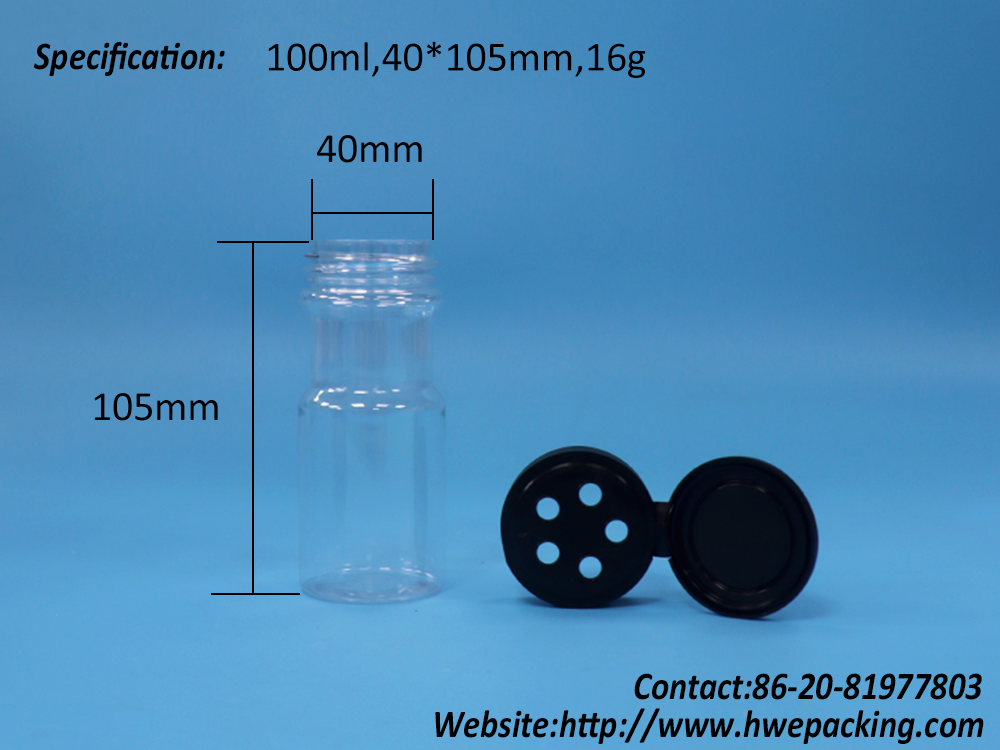 Clear Plastic Spice Salt Black Pepper Powder Chopped Parsley Jar Flip Top Cap