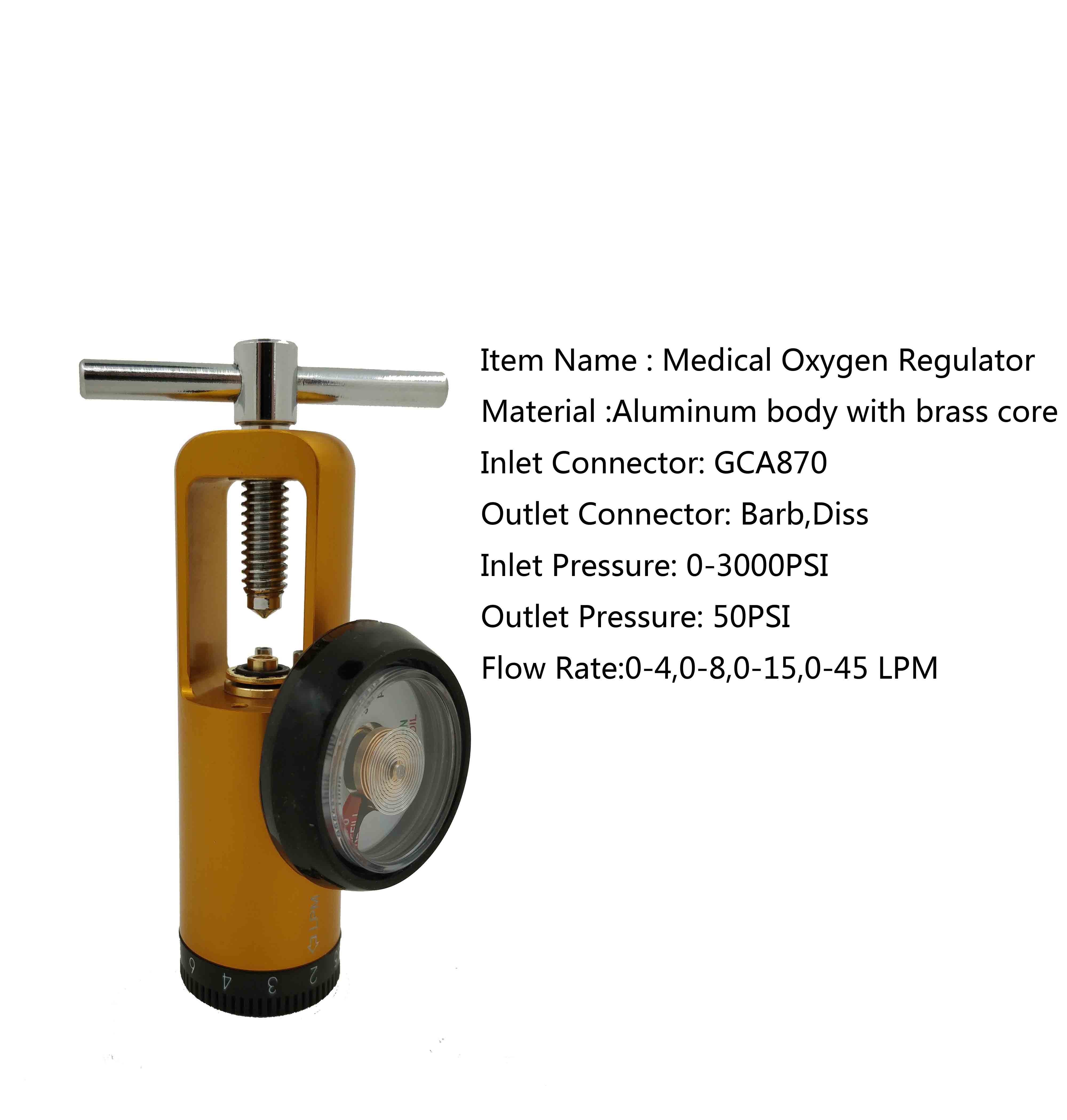 Medical Oxygen Pressure Regulator Click Style Aluminum Body With Brass Core