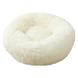 Quality Round Soft Plush Fluffy Donut Cat Bed Washable Portable Dog House Velvet Mats wholesale