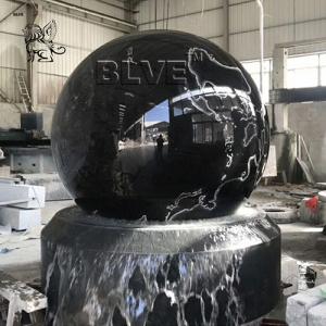 Quality Marble Floating Ball Feng Shui Water Fountain Garden Black Natural Stone wholesale
