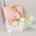 Small Shopping Custom Paper Gift Bags CMYK 4C Offset Printing With Ribbon