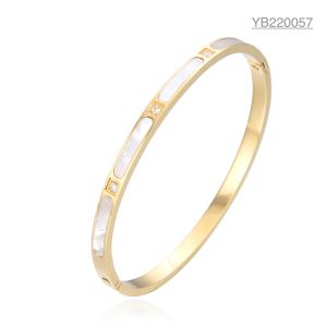 Quality Classic White Rhinestone Enamel Gold Bracelet Stainless Steel Luxury Bangle Bracelet wholesale