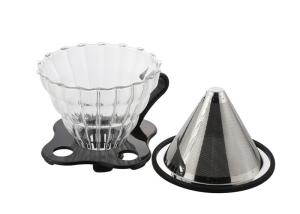 Quality Durable Glass Coffee Dripper Black Color Size 01 With Stainless Steel Coffee Dripper wholesale