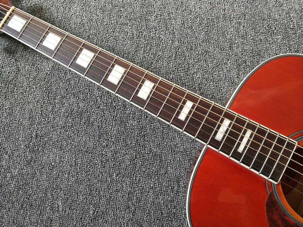Left hand Acoustic guitar Cherry Sunburst hummingbird Acoustic Guitar+Factory customization