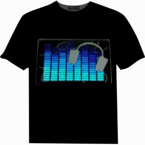 Quality 100% cotton sound activated el flashing t-shirt wholesale