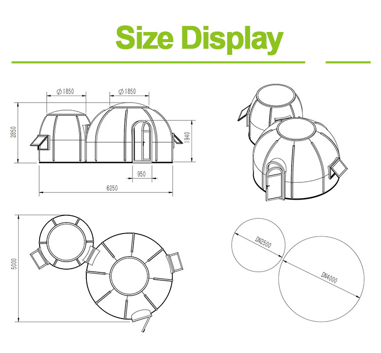 Eco Friendly Bubble Igloo Tent Recyclable 350kg Personal Bubble Tent