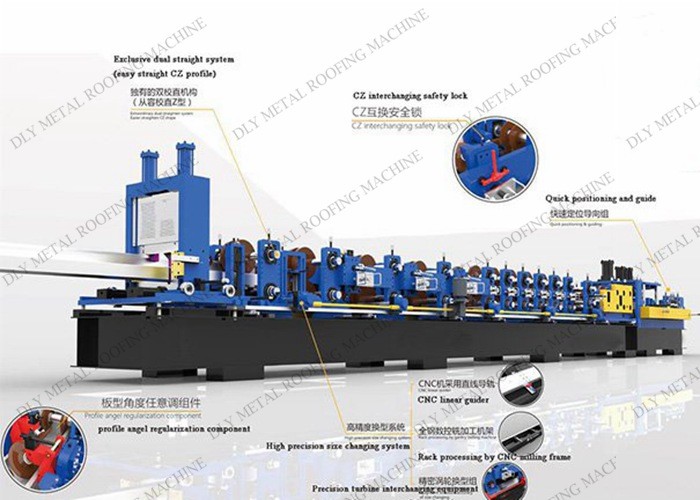 PLC Automatic C Purlin Machine Hydraulic Cutting 15kw Purlin Forming Machine
