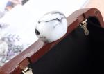 Elegant Ladies Evening Wooden Clutch Bag With Pearl Clasp Style Closure