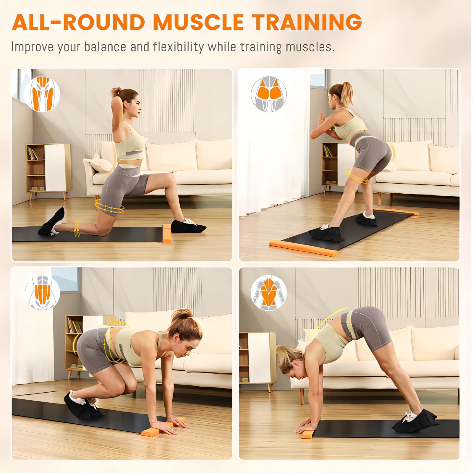 Speed Skating Slide Board Exercise Mat For Plank Workout