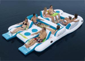 Quality Party Inflatable Floating Island For Beach Vacation , Inflatable Lounge For Lake wholesale