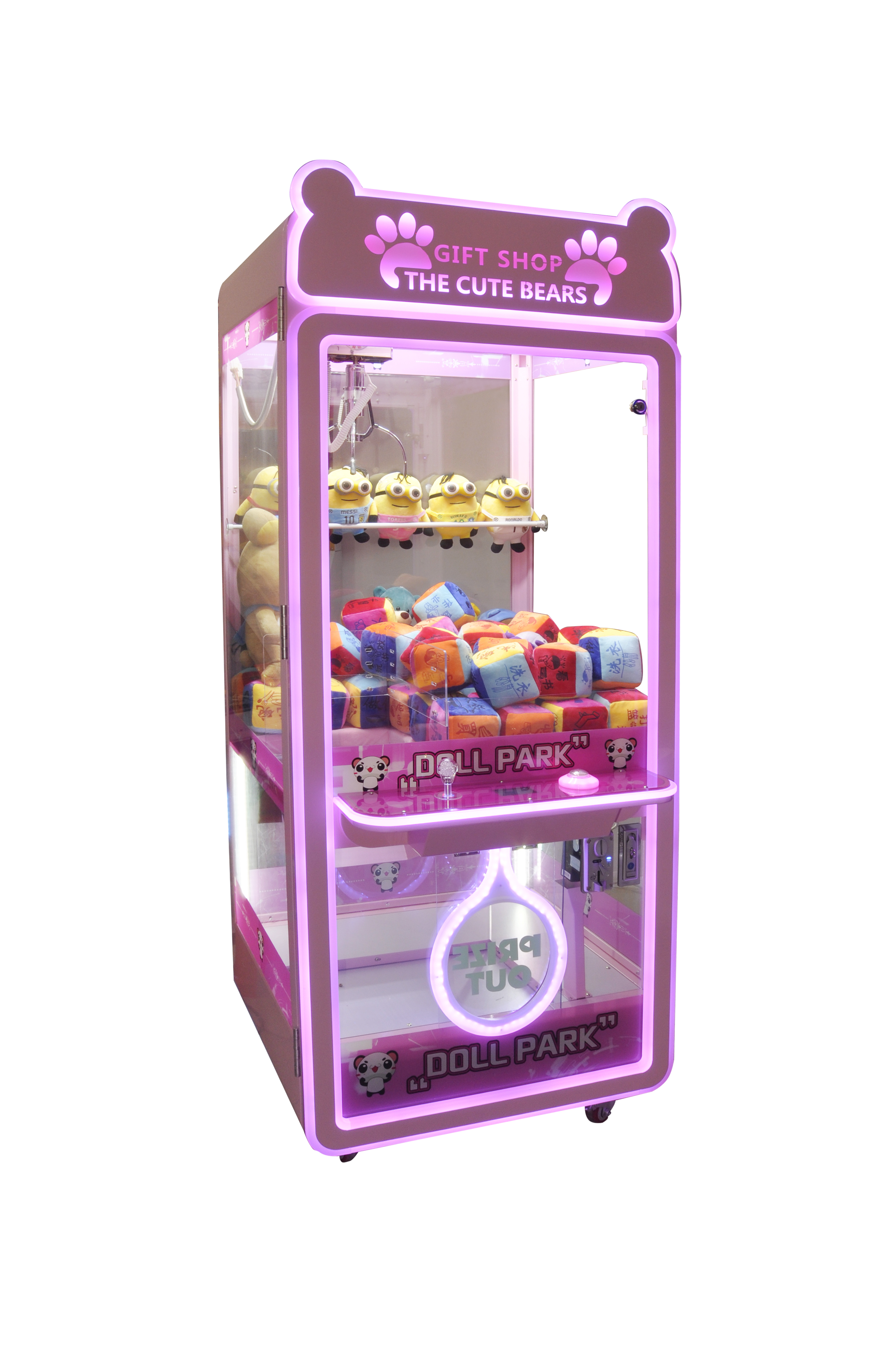 110V/220V Voltage Crane Plush Toy Doll Claw Stuffed Toy Game Machine with Cash Acceptor