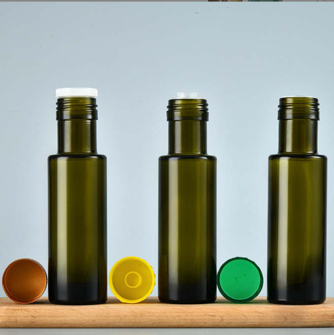 Customized Olive Green Glass Essential Oil Bottle 50ml/100ml Luxury Cooking Oil Bottle